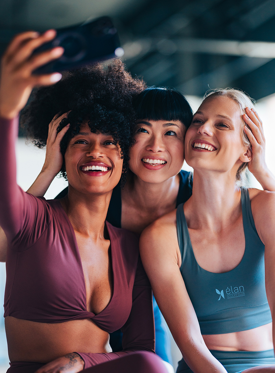 Women Trio Fitness Selfie